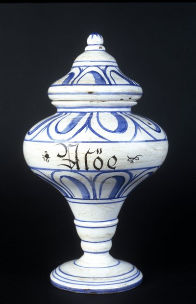 Albarelle: 16e-eeuwse apotheekvaas met Aloë. Museum voor Wetenschap en Technologie, Milaan. door Unknown artist