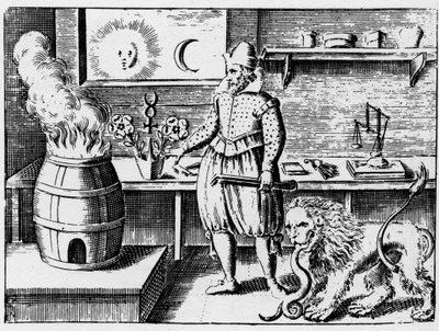 Alchemie - La flamamme - Gravure uit 1659 in 