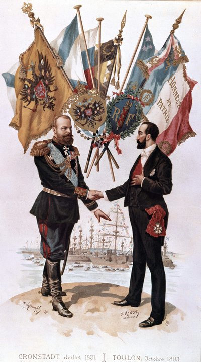 Alexander III bij de ondertekening van het Frans-Russische handelsakkoord (Kronstadt 1891 - Toulon 1893), Bianchetti-collectie door Unknown artist