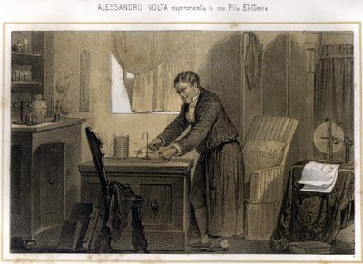Alexandre (Alessandro) Volta (1745 - 1827) en zijn ervaring met de elektrische batterij - in 
