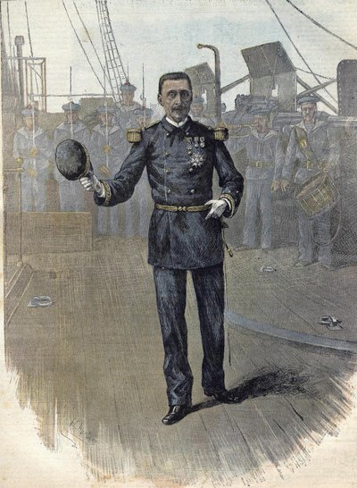 Alfred Albert Gervais (1837 - 1921), Franse admiraal, chef van de marine staf in 1892. Gravure uit 1892 door Unknown artist