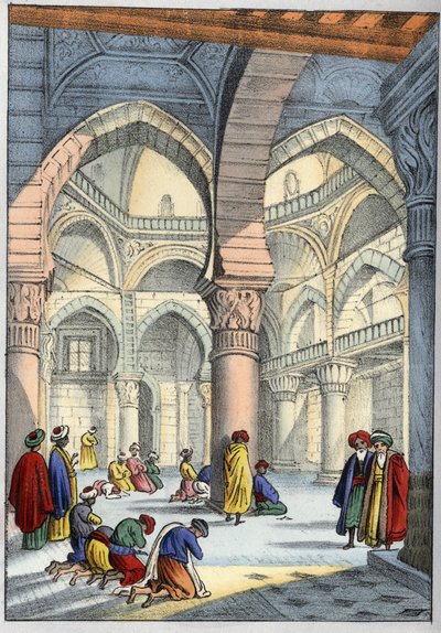 Algiers, Algerije. Moskee interieur. In 