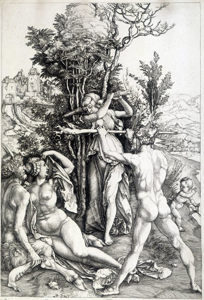 Allegorische figuur van jaloezie (gravure 16e eeuw) door Unknown artist