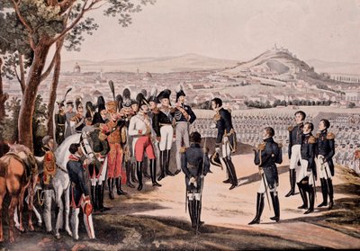 Bondgenoten van Pruisen onder Schwarzenberg verslaan de Fransen onder Marmont/Mortier (gravure) door Unknown artist