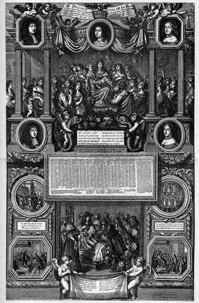 Almanak voor het jaar 1682 die de geboorte van de Dauphin (Louis de France bekend als de Grote Dauphin) vertegenwoordigt door Unknown artist