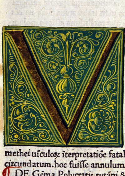 Alfabet: miniatuurletter V door Unknown artist