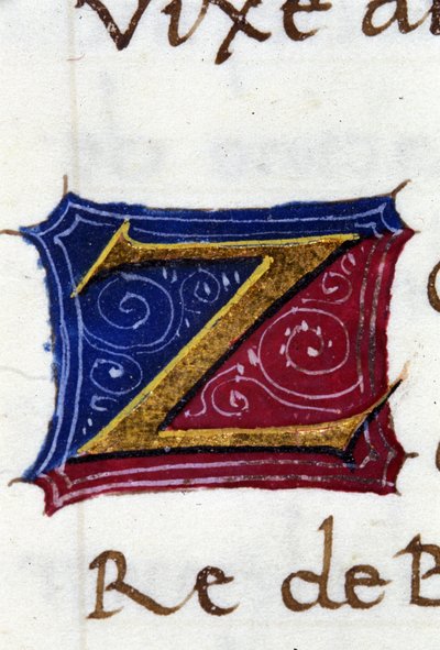 Alfabet: miniatuurletter Z door Unknown artist