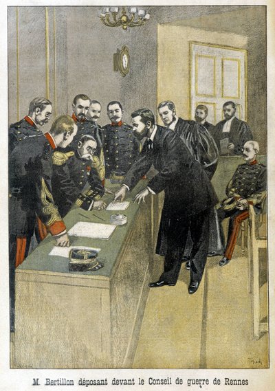 Alphonse Bertillon getuigt voor de Conseil de guerre de Rennes (Dreyfus-affaire) - in 
