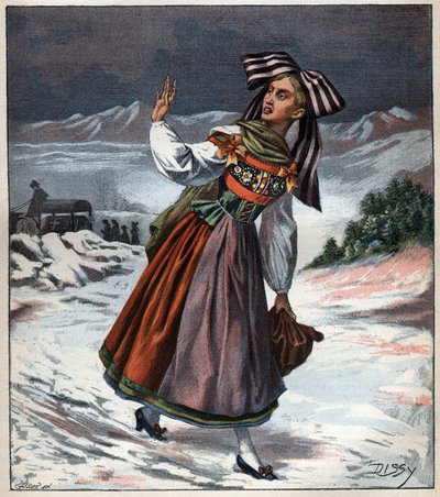Elzassische vrouw in regionale klederdracht, gravure uit 1892 door Unknown artist