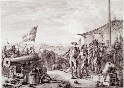 Amerikaanse Onafhankelijkheidsoorlog: De Slag bij Grenada op 6 juli 1779 tussen de Britse Koninklijke Marine en de Franse Marine door Unknown artist
