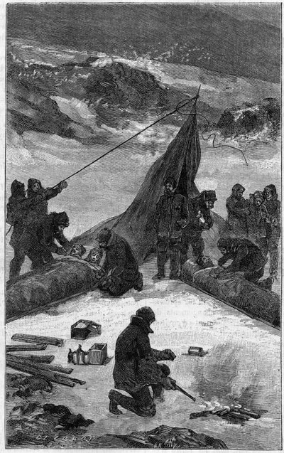 Amerikaanse expeditie naar Lady Franklin Bay (1881-1884): redding van de bemanning. Gravure in 