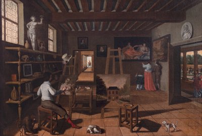Een kunstenaar in zijn atelier door Unknown artist
