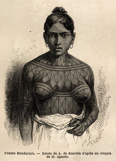 Een Indiase vrouw Mondurucu (of Mundurucu), een stam van de staat Para, in de regio van de rivier Tapajos door Unknown artist