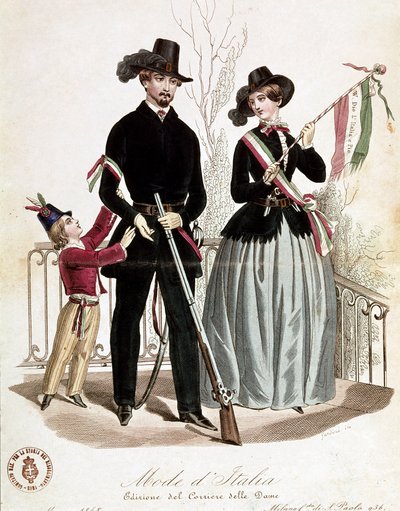 Een elegante patriottische familie ten tijde van het Risorgimento door Unknown artist