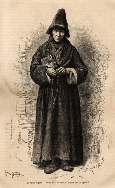 Een oude gelovige, behorend tot de Russische Volkskerk (en de Orthodoxe Kerk verwerpend), vertegenwoordigt een van de talloze culten die zich op het grondgebied hebben ontwikkeld, gebruikmakend van dit religieuze voorwendsel om hun diepe politieke onenighe door Unknown artist