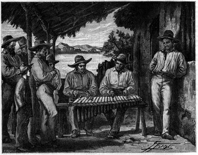 Een orkest van Mexicaanse marimba (xylofoon). door Unknown artist