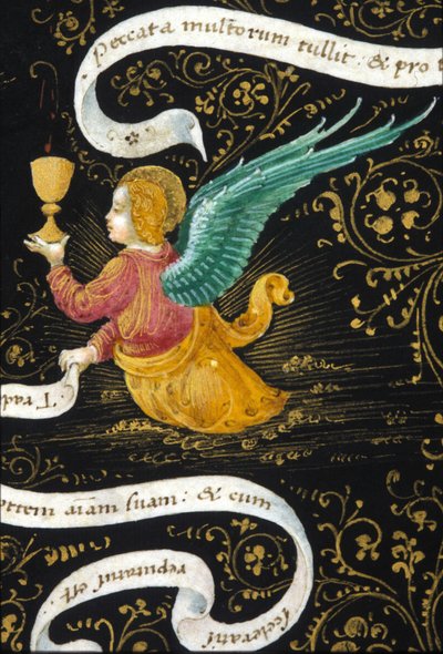 Engel met een kelk. Miniatuur van Belbello da Pavia door Unknown artist