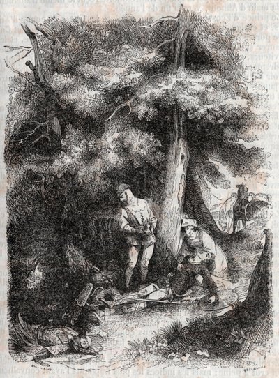 Angelique redt Medor - gravure van 1851 uit 