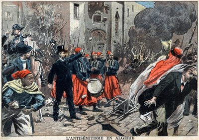 Antisemitisme in Algerije in 1898 - In Algiers vonden antisemitische protesten plaats, Gouverneur-generaal Louis Lepine greep in om de plundering van Joodse winkels te stoppen, een illustratie uit de krant 