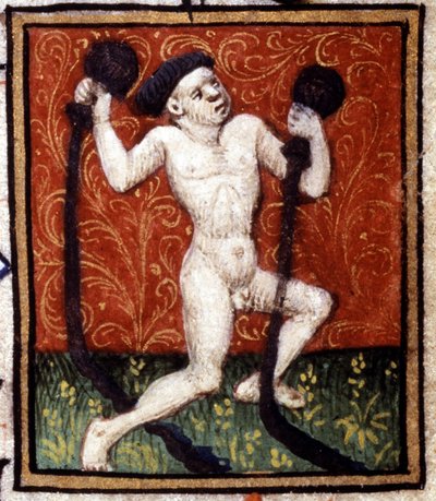 Waterman. Miniatuur van een horoscoop. 15e eeuws manuscript. Bibl. Trivulziana, Milaan. door Unknown artist