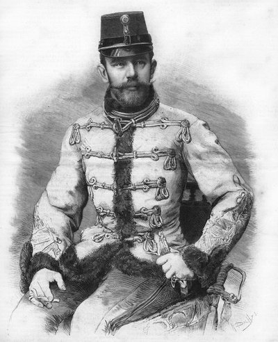 Aartshertog Rodolph van Habsburg (1858-1889), Kroonprins van Oostenrijk. Gravure uit 1889 door Unknown artist