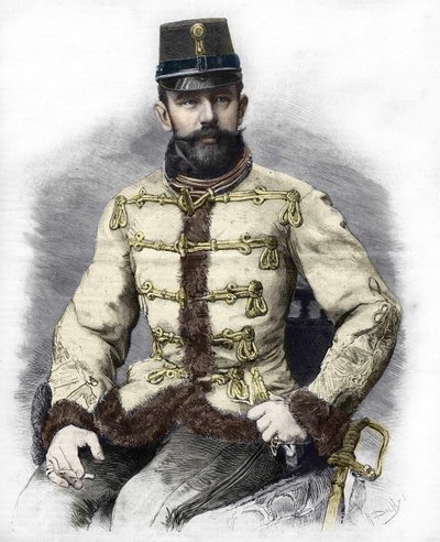 Aartshertog Rodolph van Habsburg (1858-1889), Kroonprins van Oostenrijk. Gravure uit 1889 door Unknown artist