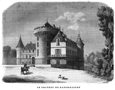 Architectuur: buitenaanzicht van het kasteel van Rambouillet (14e-15e eeuw, herontworpen in de eeuw). door Unknown artist