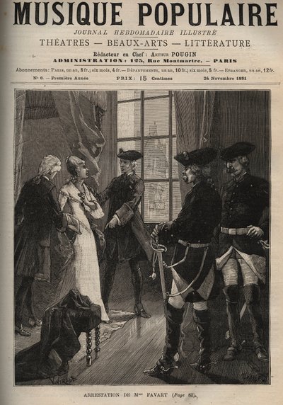 Arrestatie van Madame Favart Marie Justine Benoite Duronceray, alias Madame Favart (1727-1772), Franse comédienne en zangeres, slachtoffer van avances door Maurice van Saksen (1696-1750) door Unknown artist