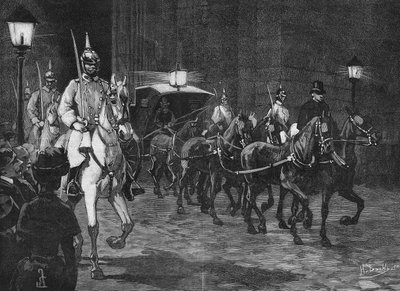 Aankomst van de overblijfselen van Aartshertog Rodolph van Habsburg (1858 - 1889), Kroonprins van Oostenrijk. door Unknown artist