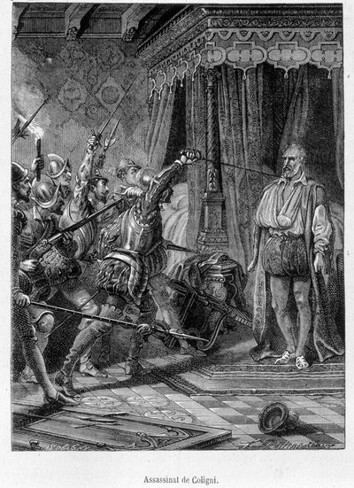 Moord op Coligny door verschillende mannen (Gaspard de Châtillon, Heer van Coligny) door Unknown artist