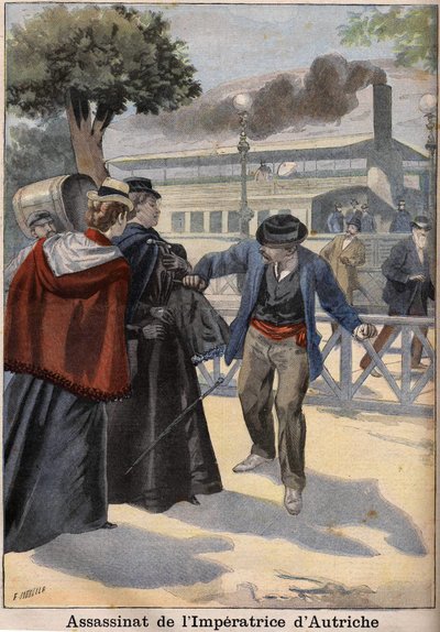 Moord op keizerin Elisabeth van Oostenrijk (Sissi) door een Italiaanse anarchist in Genève door Unknown artist