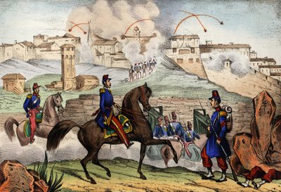 Bestorming van Constantine, Algerije, na een 7-daagse belegering door Generaal Danrémont van het Franse leger van Afrika, op 13 oktober 1839. In 
