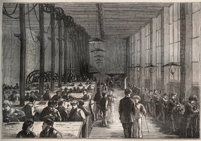 IJzerwerkplaats - Gemeentelijke vakschool aan de Boulevard de la Villette in Parijs in 1875 - gravure door Unknown artist