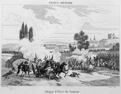 Aanval en verovering van Saumur (gravure) door Unknown artist