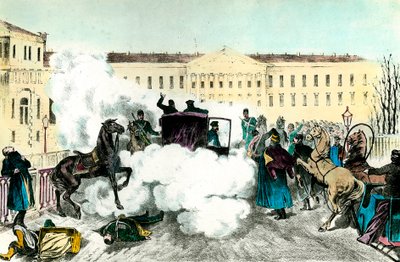 Aanval op de tsaar: Moord op de Russische keizer Alexander II (1818-1881) in Sint-Petersburg door Unknown artist