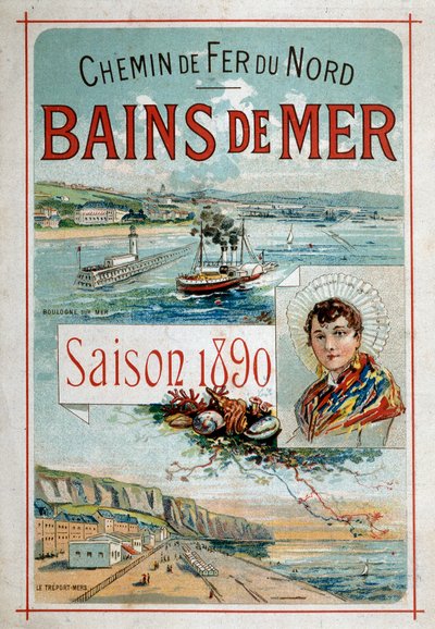 Zee baden: Boulogne-sur-Mer, Le Tréport - Reclameposter van de Noordelijke Spoorweg door Unknown artist