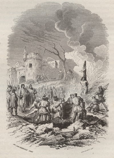 Boudewijn V, graaf van Vlaanderen (1012-1067) herstelt de orde in zijn staten - Gravure uit 1868 in 
