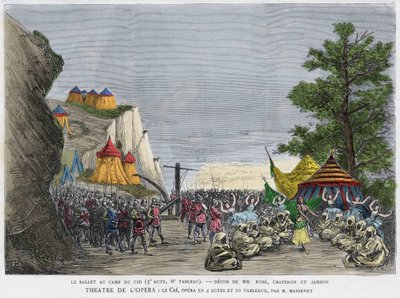 Balletscène in het militaire kamp van de Cid Illustratie van 