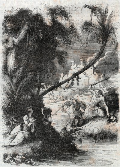 Slag van Griffon en Aquilant tegen Orrile - gravure uit 1851 van 