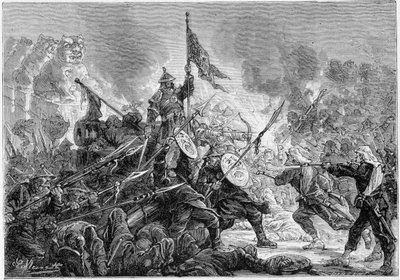 Slag bij Palikao: nederlaag van het Manchu-leger voor de Frans-Britse expeditieleger, 21/09/1860 door Unknown artist
