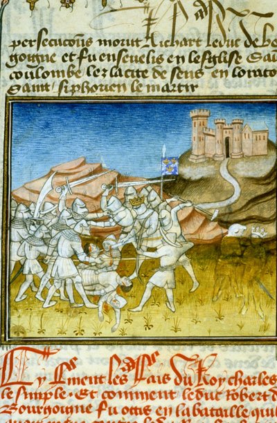Slag bij Soissons - Miniatuur uit de Middeleeuwen door Unknown artist
