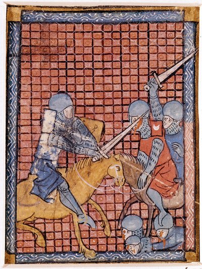 Slag van ridders. Frans manuscript. Begin 14e eeuw. door Unknown artist
