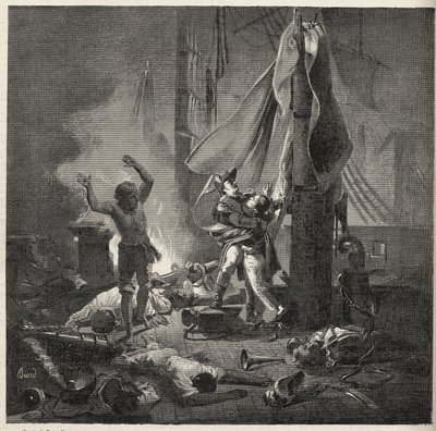 Slag bij de Nijl - Slag bij Aboukir - dood van Luce en Giocante de Casabianca (Luc-Julien-Joseph Casabianca) door Unknown artist
