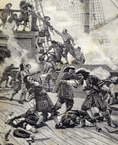 Slag op een boot - Jean Bart door Unknown artist