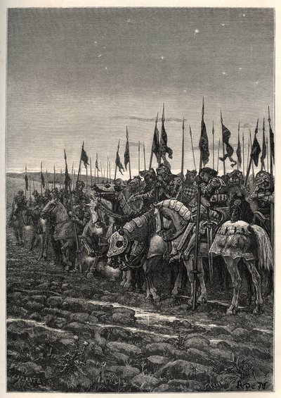 Voor de slag bij Azincourt - Honderdjarige Oorlog: Slag bij Azincourt (Pas-de-Calais) 25 oktober. door Unknown artist