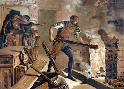 Bernard Palissy (1510-1589), keramist, Fransman die werkt aan de fusie van zijn email. door Unknown artist