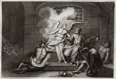 Bijbel van Royaumont, Nieuwe Testament: Sint Petrus bevrijd uit de gevangenis. Sint Petrus wordt 