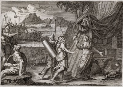 Bijbel van Royaumont, Oude Testament: Dood van Sisara. Yael (Jael) doodt het hoofd van het Kanaänitische leger Sisra (Sisera of Sisara). Illustratie uit 1811. door Unknown artist