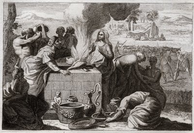 Bijbel van Royaumont, Oude Testament: Lot scheidt zich van Abraham. Een ruzie ontstond tussen de herders van Abraham en Lot, en ze scheidden van elkaar, en Lot trok zich terug naar Sodom. Illustratie uit 1811. door Unknown artist
