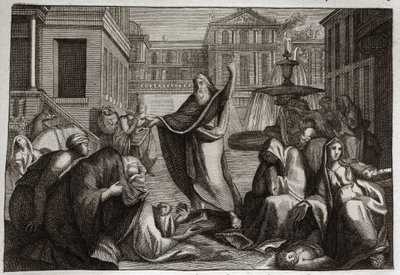 Bijbel van Royaumont, Oude Testament: Boetedoening van de Ninivieten. De inwoners van Nineve doen allen boete bij de prediking van de heilige profeet Jona. Illustratie uit 1811. door Unknown artist